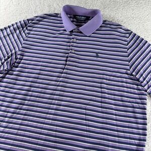 Polo Golf Ralph Lauren Men's Large‎ Purple Striped Shirt Collared Pima Pony